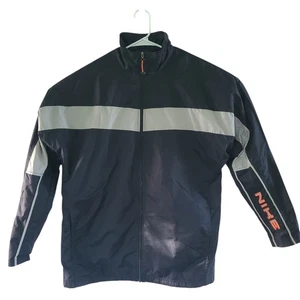 Vintage Y2K Nike Jacke Herren XL schwarz rot Swoosh Full Zip Windbreaker Track Zip Mantel - Bild 1 von 19