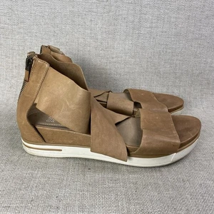 Eileen Fisher Sandals Tan Sport Leather Back Zip Platform Shoes Women’s 10 - Imagen 1 de 6