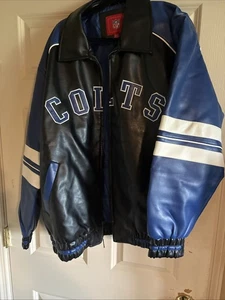 Indianapolis Colts NFL Faux Jacke schwarz/blau/weiß durchgehender Reißverschluss Herren Größe XL - Bild 1 von 10