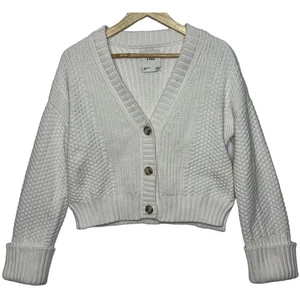 Abercrombie & Fitch Cream Ribbed Knit Long Sleeve V-Neck Cardigan Sweater Size S - Picture 1 of 7