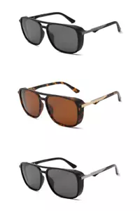 Rectangle Retro Polarized Men Womens Vintage Square Fashion Sunglasses - Picture 1 of 9