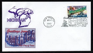 USA, SCOTT # 3582, ARTMASTER FDC COVER - MICHIGAN, GREETINGS FROM AMERICA 2002 - Picture 1 of 1