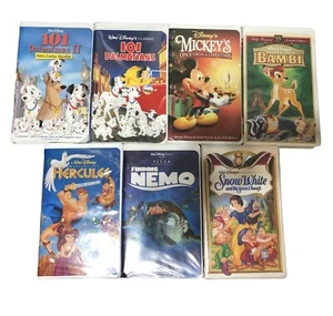 Bundle of 7 Walt Disney Kids VHS cartoon 101 Dalmatians 1 & 2 Mickey Mouse Bambi - Picture 1 of 11
