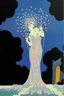 Impresión Erte 1987 FANTASÍA rodeada de mariposas mariposa ilustración decoración Foto 1 de 4