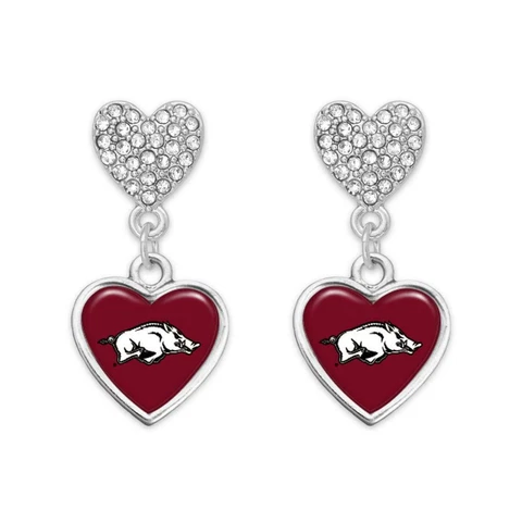 Arkansas Razorbacks Amara Silver Crystal Dangle Earrings Jewelry Gift UA Cover