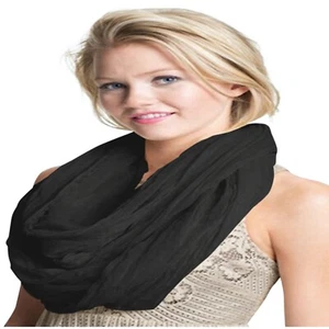 Bufanda Infinita Nepalí Mobius Negro Capucha Hnood Tubo Circular Chal Pashmina NUEVO - Imagen 1 de 10