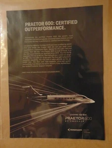 PRAETOR JET AIRPLANE Avion Privé Publicité Imprimée Originale - Photo 1/1