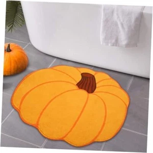 Fall Bathroom Rugs, Pumpkin Bath Mat Harvest Bathroom Mat Non Slip Water Yellow - Picture 1 of 7