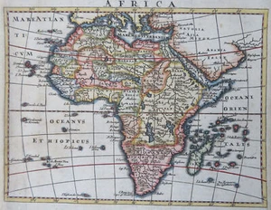 Africa continent c. 1710 Moll charming miniature engraved hand color map - Picture 1 of 2