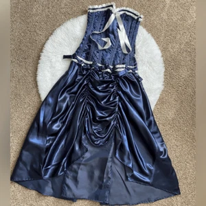 Vintage Goth Korsett Kleid blau weiß Damen Größe Medium Festival Cosplay sexy - Bild 1 von 15