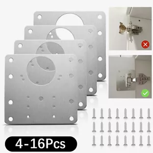 Cabinet Hinge Repair Plate Kit Kitchen Cupboard Door Hinge Mounting Plat New Hot - Picture 1 of 14