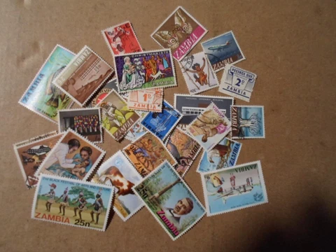 Collection lot 25 different stamps of Zambia Cover