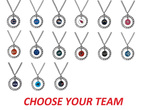 NFL Football Team Logo Womens Ladies Rhinestone Hoop Necklace Pick Your Team Cover