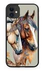 Cute Horse Couple Rubber Phone Case Relationship Horse Art Painting Brown AG47