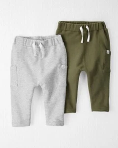 Carter's Size 2-Pack Organic Cotton Pull-On Sweatpants in Grey/Olive, Size 12M - Picture 1 of 3