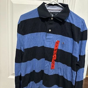 Tommy Hilfiger Classic Fit Men's Long Sleeve Cotton striped Polo Shirt size M - Picture 1 of 7