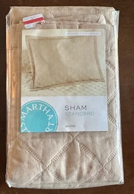 Travesseiro de cama Martha Stewart ponto largo diamantes linho/algodão farsa aveia NOVO - Imagem 1 de 2