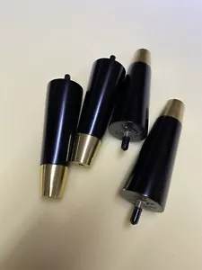 4x Schwarz und Gold Holz Möbel Stuhl Beine Ersatz Füße 6 ZOLL hoch - Bild 1 von 3