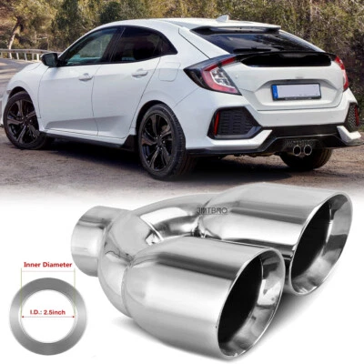 Diesel Dual Exhaust Tip Pipe 2.5" Inlet 3.5" Outlet 9.5" For Honda Civic Hatch  - Image 1 of 4