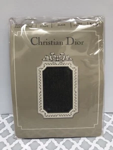 Vintage Christian Dior Bandelette Panty Hose Pin Stripe Black Tall - Picture 1 of 5