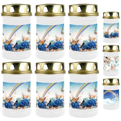 HSCANDLE Grabkerze 6er Pack 48h Grablicht Grableuchte Weiß Kerze Grablampe Schmetterling