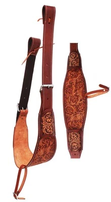 Horse Western 花卉工具皮革后侧鞍座 Cinch 带 Billets 9772 — 第 1/2 张图片