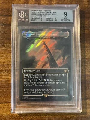 MTG✨ISENGARD, SARUMAN’S FORTRESS SURGE FOIL✨LTC BGS Quad 9’s++ MINT MYTHIC Land - Image 1 of 4