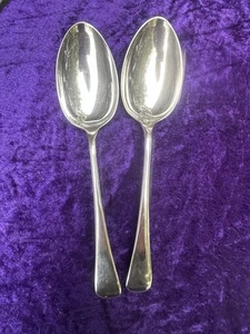 Silver Plated Serving Spoons. Old English pattern x 2. Vintage. Large 8 1/2 In L - Picture 1 of 8