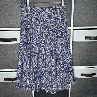 Falda midi circular con estampado de hojas de corazón Effies bolsillos estilo retro azul talla L Foto 1 de 4