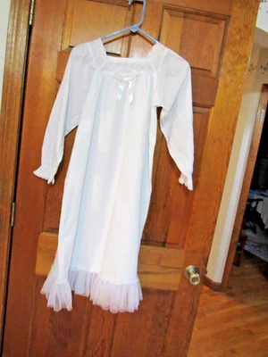 $150 St Lucia Dress Angel Christmas Prairie Nightgown White Cotton Lined 150 12 - Image 1 of 4