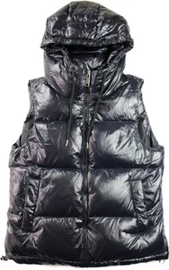 Intl Details Womens Quilted Puffer Vest S Lightweight Down Insulated Black $180 - Picture 1 of 7