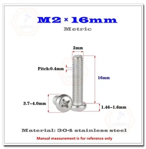 Tornillo pequeño electrónico con cabeza de sartén Phillips 304 de acero inoxidable M2x16 mm 1000 un. - Imagen 1 de 1