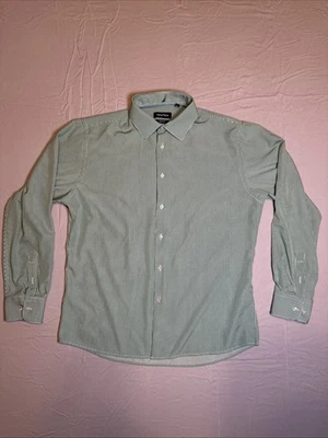 Camisa de vestir Nautica ajustada verde guinga grande 16-16 1/2 32/33 Foto 1 de 4
