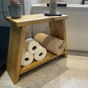 Rustic Milkmaid Side Table with Shelf, Decor - Picture 1 of 11