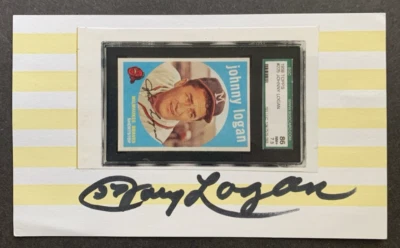 Foto de tarjeta índice firmada autografiada por Johnny Logan (d.2013) de los Boston Braves 3x5 Foto 1 de 3