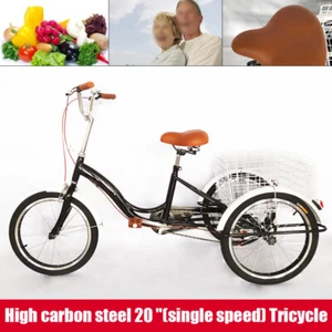 3 Räder 1 Speed Fahrrad Tricycle mit Einkaufskorb 20 Zoll Erwachsene Dreirad - Bild 1 von 17
