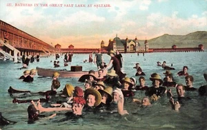 Postcard Bathers In The Great Salt Lake At Saltair Utah UT UDB Early 1900's - Picture 1 of 2