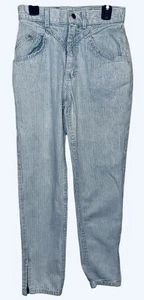 Youth Vintage 80’s LEE Denim Jeans Size 14 Blue Striped High Waist Side Zip Mom - Picture 1 of 7