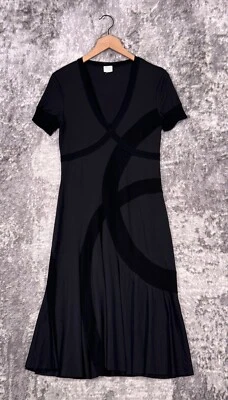 Vestido TSE pequeno feminino preto cashmere detalhe manga curta midi - Imagem 1 de 4