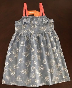 NWT Gymboree Girl Tropical Breeze Blue Chambray Denim Flower Dress   7 8 10 12 - Picture 1 of 7