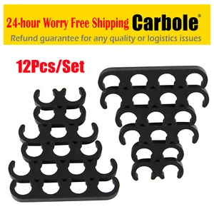 12pcs Black Ignition Lead Spark Plug Lead Wire Loom Separators Mounts 7mm-9mm - Picture 1 of 12