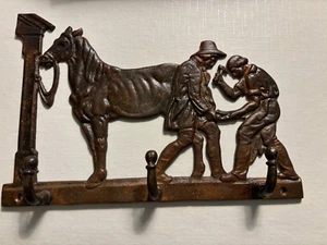 Rustikaler Gusseisen Schmied Pferd Wand Haken Schlüssel Aufhänger 12,5" x 8,5" - Bild 1 von 4