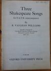 Vaughan Williams - Three Shakespeare Songs SATB vintage Vocal Score
