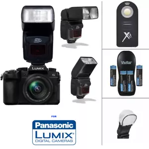 TTL ZOOM SWIVEL FLASH + REMOTE + CHARGER + BATTERIES FOR Panasonic Lumix GH5 - Picture 1 of 8