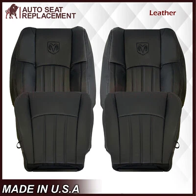 Cubierta de asiento delantera de cuero gris oscuro para Dodge Ram Laramie 2009 2010 2011 2012 Foto 1 de 4