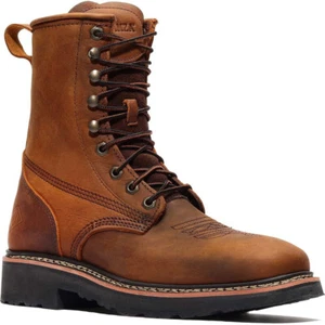 Bonanza Rancher KÖRNUNG 8" Verrückte braune quadratische Zehenpartie Schnürstiefel - Bild 1 von 6