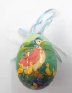 Vintage Decoupage Paper Mache Easter Egg DUCKS Tulips etc 3" - Picture 1 of 1