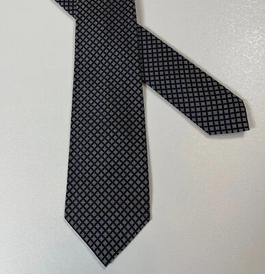 John Varvatos Collection 100% Silk Necktie Made in Italy Gray Geometric - Image 1 of 4