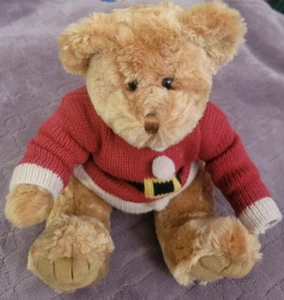 Vintage 1997 Mary Meyer Holiday 9" Brown Teddy Bear With Christmas Sweater - Picture 1 of 5