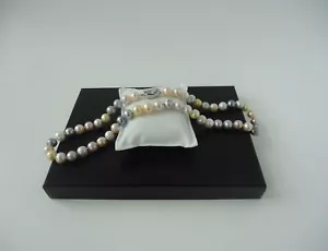 Honora Ming Multicolor Cultured 9mm Pearl Necklace Sterling Silver Clasp 20" - Picture 1 of 12